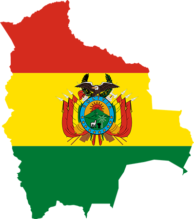 Bolivia flag in the shape of the country